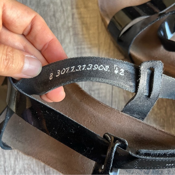 Mephisto Wedges Sandals Black Patent Leather Size 42 - Picture 9 of 9